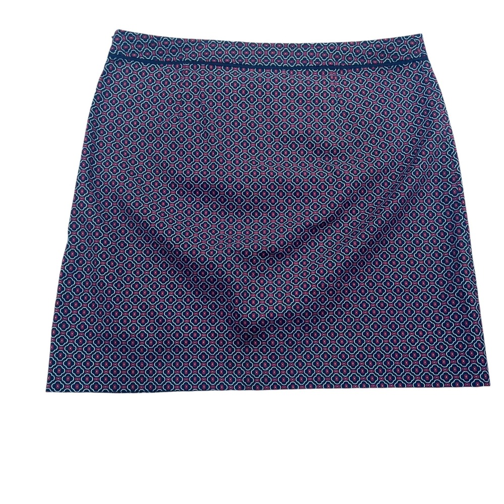 Brooks Brothers Skirt Women 12 Navy Blue Red Geometric Print A-Line Mini